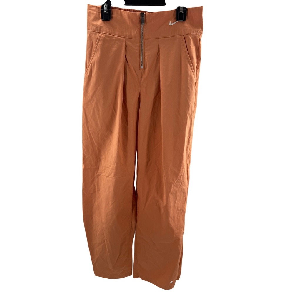 Nike Pleated Womens Loose Fit Mid Rise Woven Pants Monarch Orange Small NEW